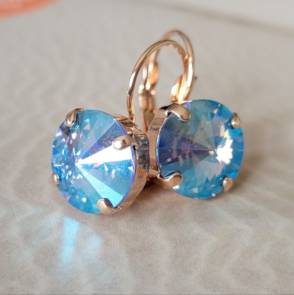 Austrian Crystal Earrings in Rose Gold - Picture 7 of 9